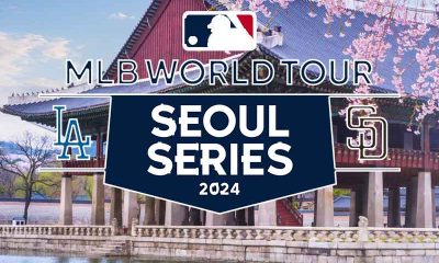 2024 MLB Seoul Series logo over an image of South Korea