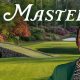 2024 The Masters logo in front of Augusta National and Scottie Scheffler in a green jacket