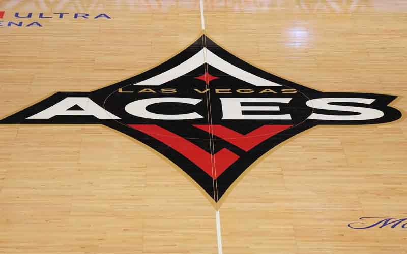 Las Vegas Aces logo at half-court