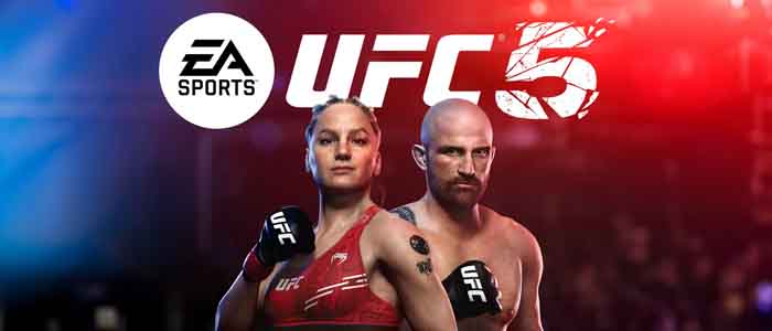 promo for EA Sports UFC 5 with two virtual fighters