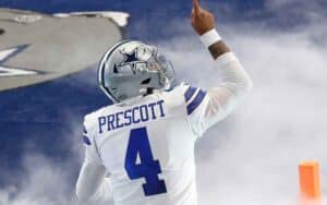 Dak Prescott pointing upward