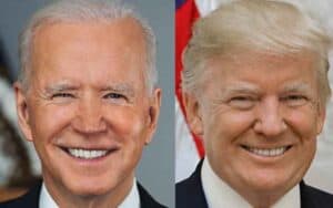 a close up of Biden and Trump