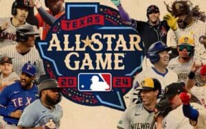 2024 MLB All-Star Logo surrounded by a collage of All-Star players