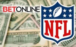 BetOnline and NFL logos over a pile of money