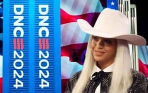 Beyoncé in a cowboy hat at the 2024 DNC Convention