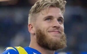 a close up of Los Angeles Rams wide receiver Cooper Kupp smiling