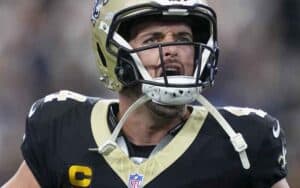 Derek Carr of the Saints looking upset