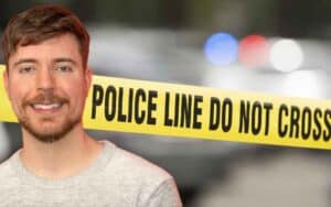 MrBeast in front of a police line
