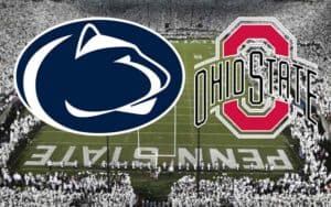 Penn State and Ohio State logos over a packed Beaver Stadium