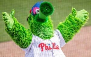 The Phillie Phanatic celebrating