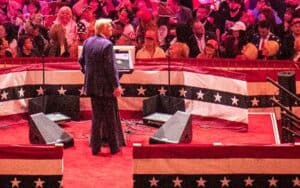 Donald Trump speaking at a rally in Madison Square Garden