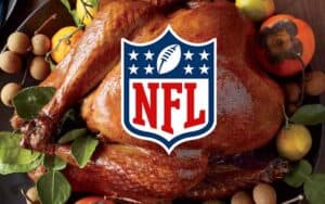 A Thanksgiving turkey with an NFL logo on it
