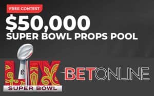 a promo for BetOnline's SB prop betting contest for 2025