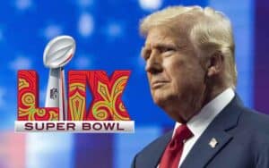Trump and a Super Bowl LIX logo
