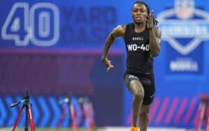 Xavier Worthy running a 40-Yard Dashat the 2024 NFL Combine