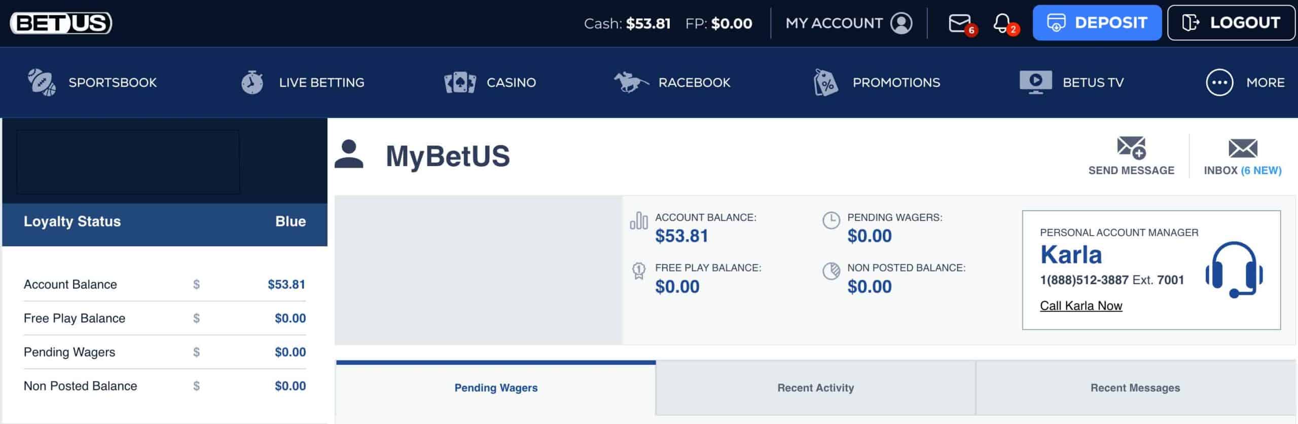 BetUS Account Status