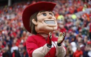 NE Cornhusker mascot clapping