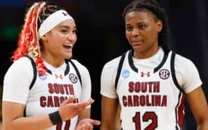 South Carolina women's basketball team members talking