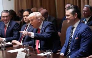Trump seated next to Rubio and Hegseth