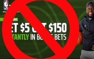 no symbol over a sportsbook promo advertisement
