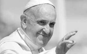 a black and white image of Pope Francis I