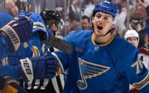 St. Louis Blues Players Celebrating