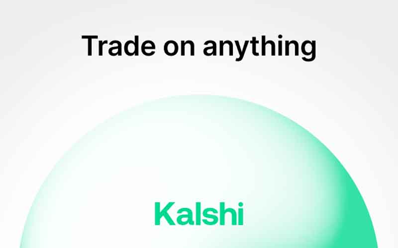 a Kalshi logo with the text "Trade on anything"