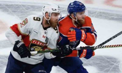 Panthers Oilers fight on the ice