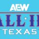 a logo for AEW All In Texas over an aqua blue background
