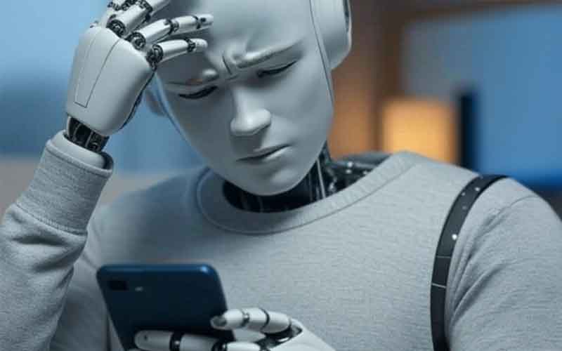 A robot doing a facepalm while mobile sports betting