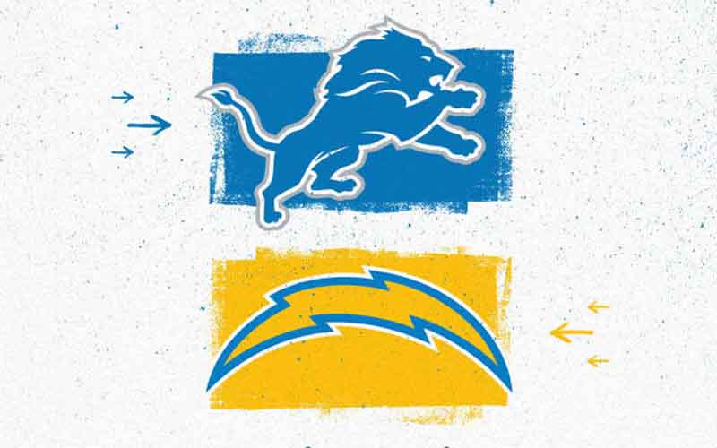 Detroit Lions and LA Chargers logos