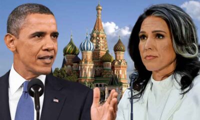 Barack Obama and Tulsi Gabbard in front of the Kremlin