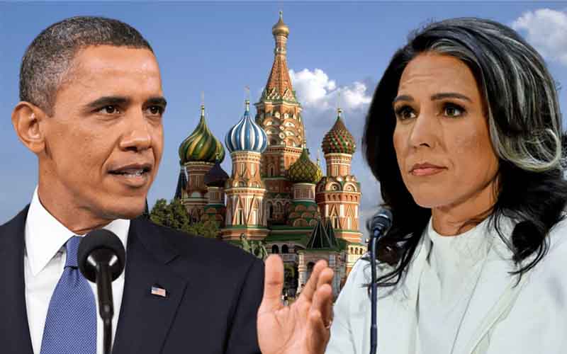Barack Obama and Tulsi Gabbard in front of the Kremlin
