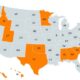 a US map with states without domestic sports betting highlighted in orange