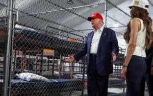 Donald Trump and Kristi Noem visiting Alligator Alcatraz
