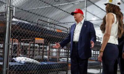 Donald Trump and Kristi Noem visiting Alligator Alcatraz