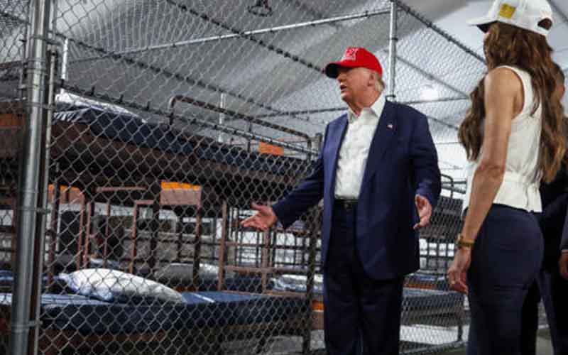 Donald Trump and Kristi Noem visiting Alligator Alcatraz
