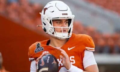 Arch Manning preparing to throw a pass