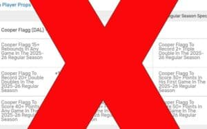 a red X over NBA prop bets for Cooper Flagg