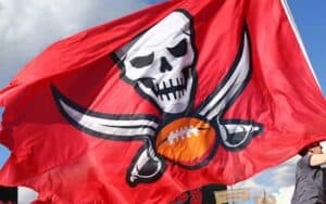a skull and crossbones flag for the Tampa Bay Buccaneers