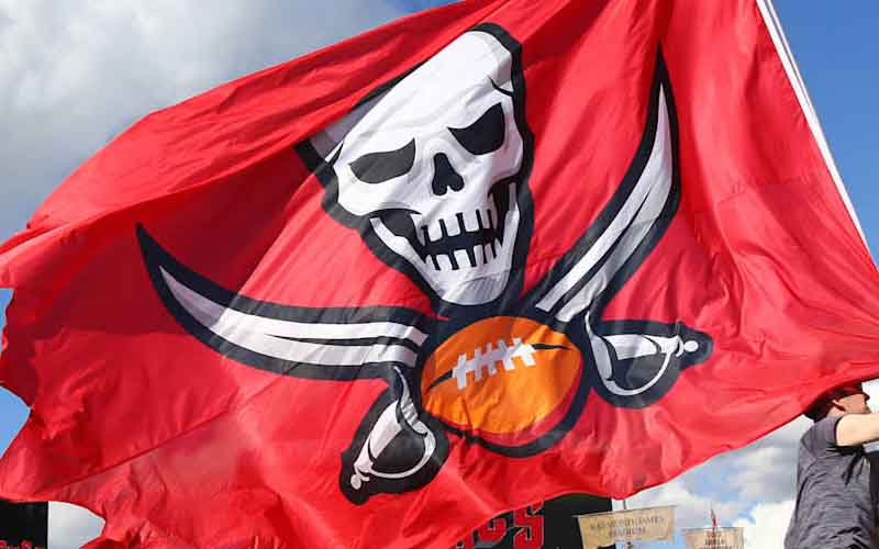 a skull and crossbones flag for the Tampa Bay Buccaneers