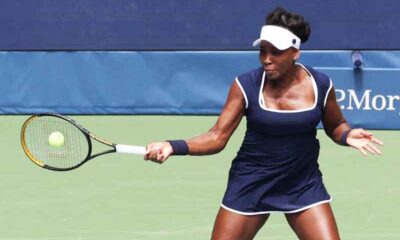 Venus Williams playing at the 2025 US Open