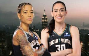 Breanna Stewart and Natasha Cloud of the New York Liberty