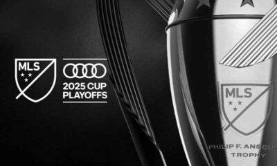 a 2025 MLS Cup Playoffs logo and MLS Cup Trophy
