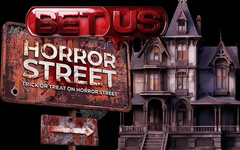 A Bloody BetUS logo above a horror street sign
