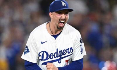 Blake Snell of the LA Dodgers celebrating