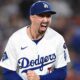 Blake Snell of the LA Dodgers celebrating