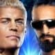 a close up of Cody Rhodes and Seth Rollins