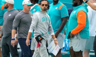 Dolphins head coach Mike McDaniel walking the sidelines