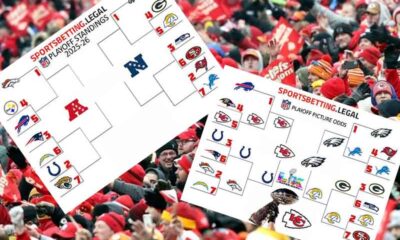 two NFL Playoff brackets above Kansas City Chiefs fans